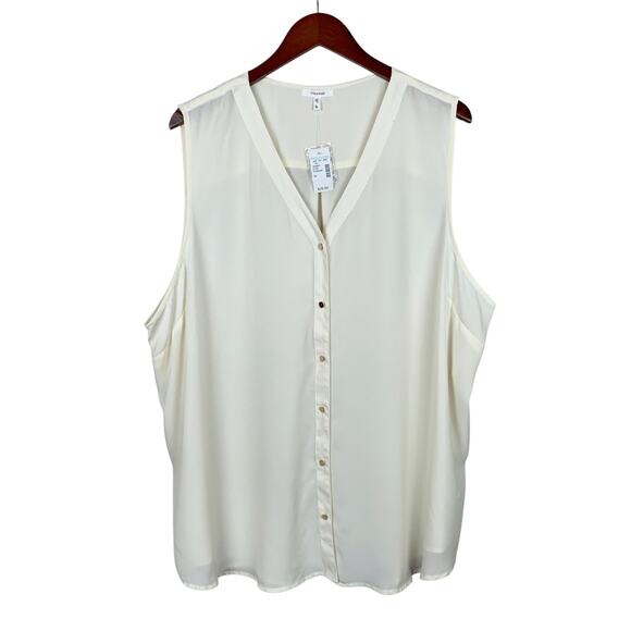 New Maurices Sleeveless Blouse Cream Button Front Semi Sheer Women's 3X - Picture 1 of 7
